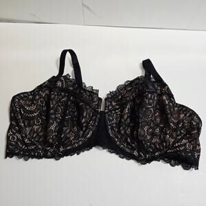 NWT Soma Unlined Lace Balconette Black with Pink Size 42DD 42E